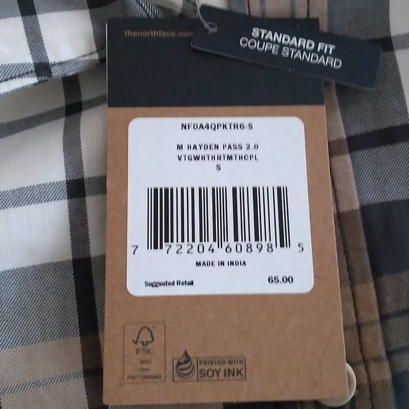 🆕 The North Face Men's L/S Hayden Pass 2.0 Shirt, SM-Vintage White Heritage P. - Picture 6 of 12